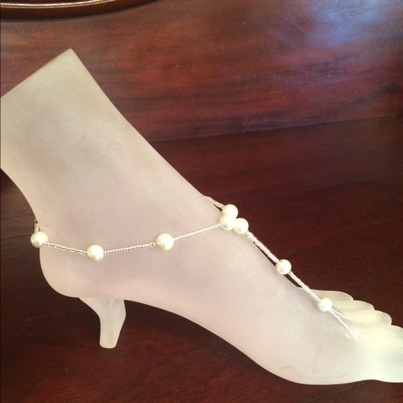 Beaded Pearl Barefoot Sandals - Picture 2 of 3